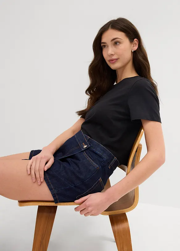 Jupe-short en jean, taille mi-haute, bonprix