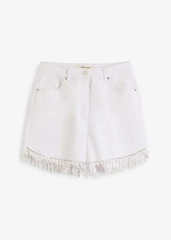 Short avec franges de chaînes à strass, bonprix