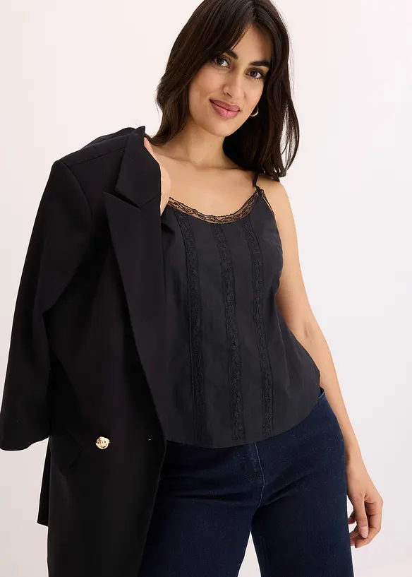 Top avec broderies anglaises 100% coton, bonprix