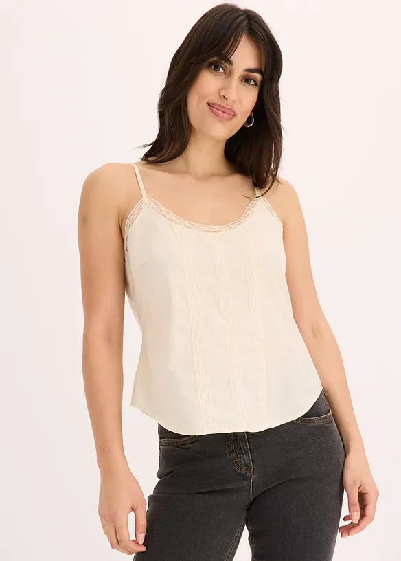Top avec broderies anglaises 100% coton, bonprix