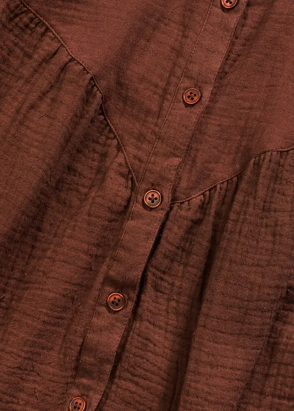 Chemisier manches courtes en gaze de coton, bonprix