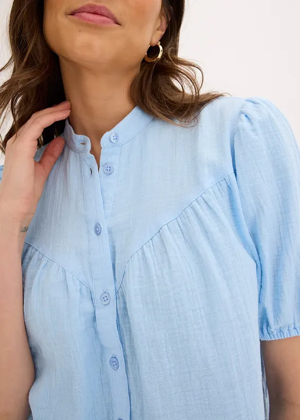 Chemisier manches courtes en gaze de coton, bonprix