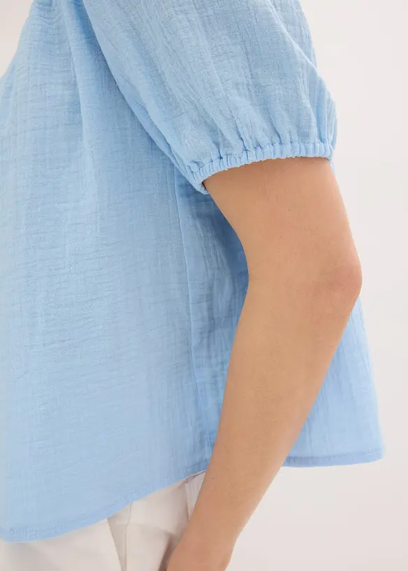 Chemisier manches courtes en gaze de coton, bonprix