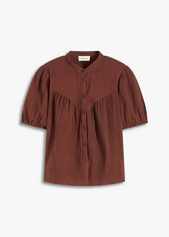 Chemisier manches courtes en gaze de coton, bonprix