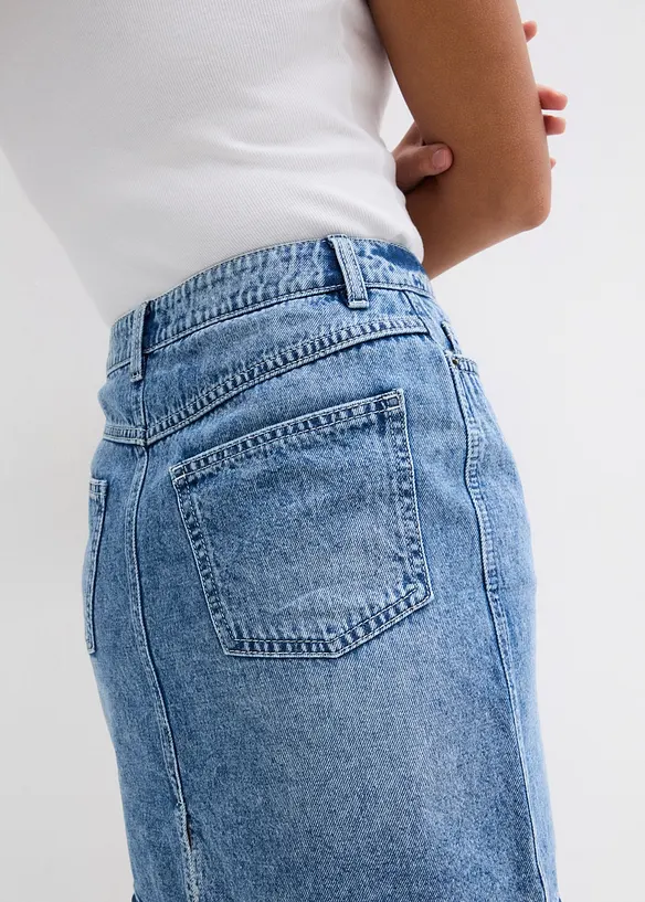 Jupe midi en jean, peu extensible, bonprix