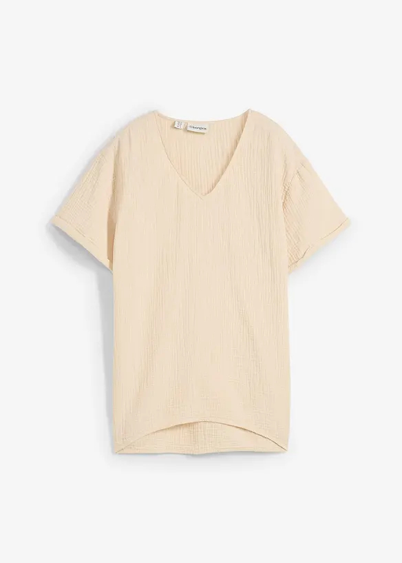 Tunique à manches courtes en gaze de coton, bonprix