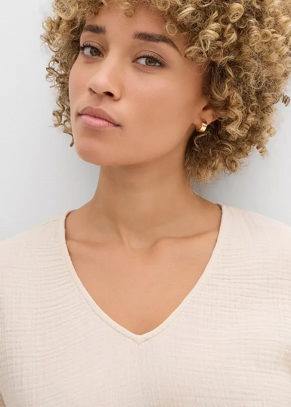 Tunique à manches courtes en gaze de coton, bonprix