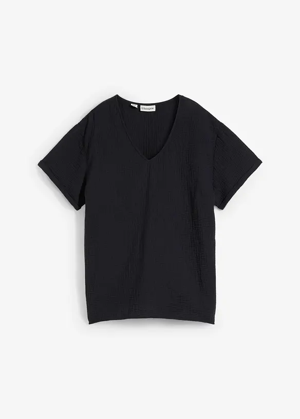 Tunique &agrave; manches courtes en gaze de coton, bonprix