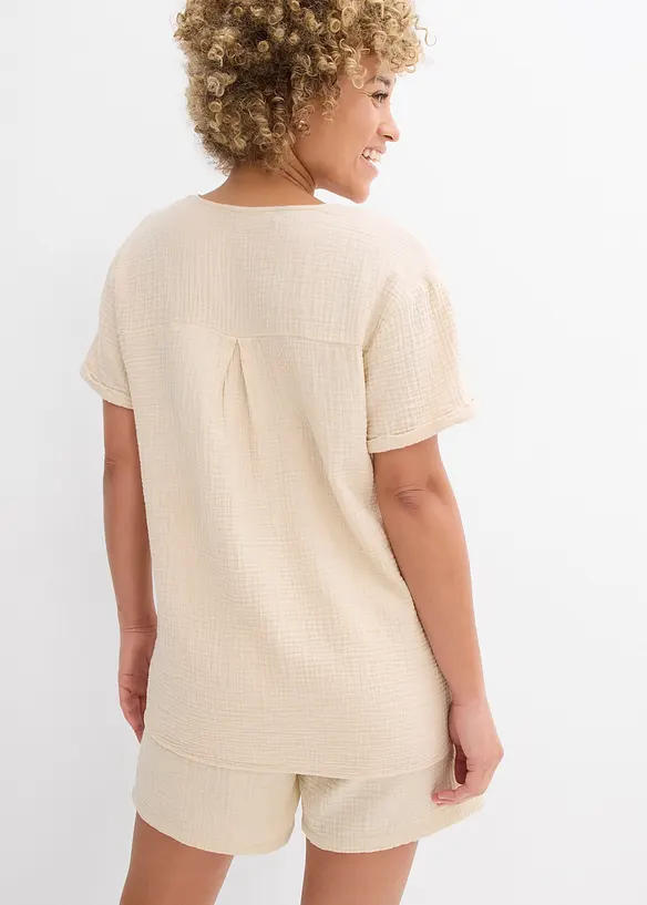 Tunique à manches courtes en gaze de coton, bonprix