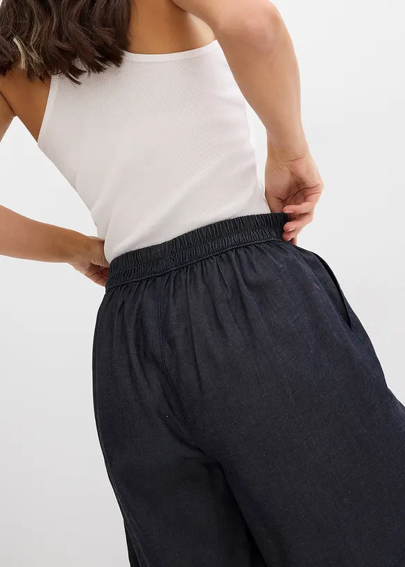 Short à taille élastiquée, avec du lin rafraîchissant, bonprix