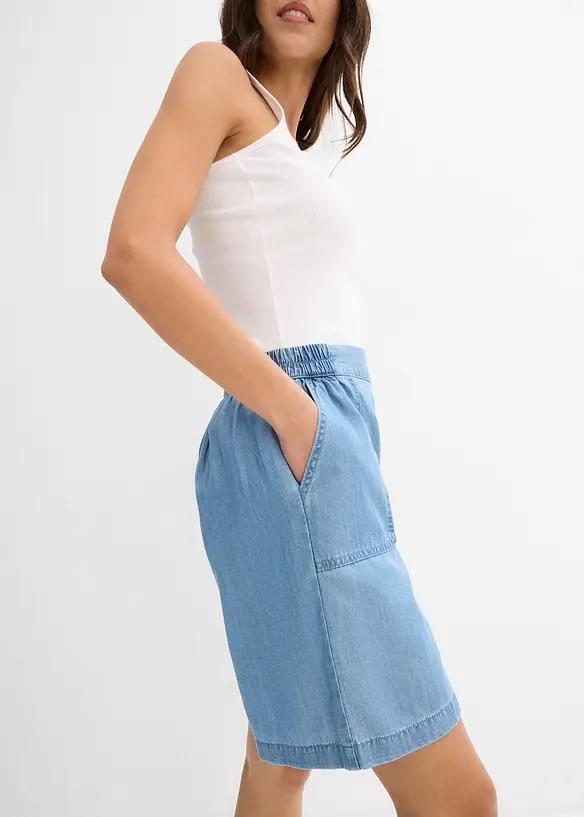 Short à taille élastiquée, avec du lin rafraîchissant, bonprix