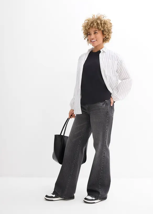 T-shirt plus long derrière en jersey coton épais, bonprix