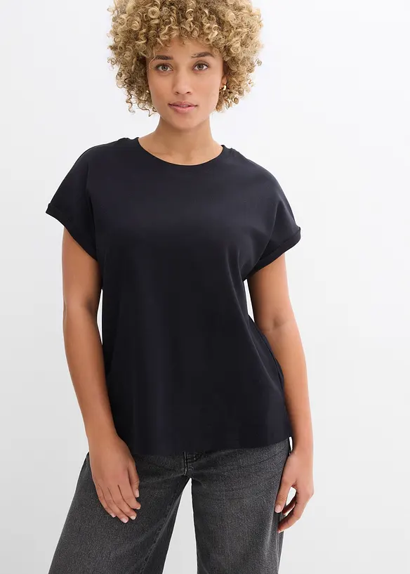 T-shirt plus long derrière en jersey coton épais, bonprix