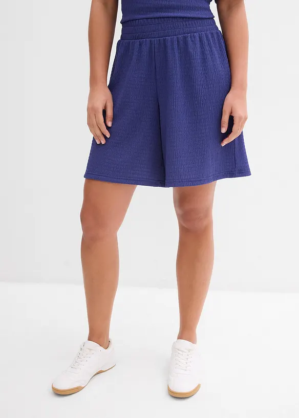 Short taille élastiquée en crêpe gaufré, bonprix