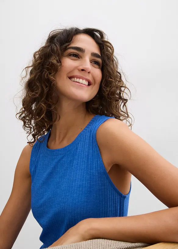 Robe fluide côtelée et fendue sur les côtés en viscose mélangée, bonprix