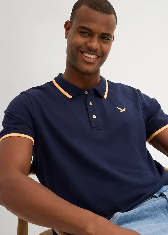 Lot de 2 polos en maille piquée, 100% coton, bonprix