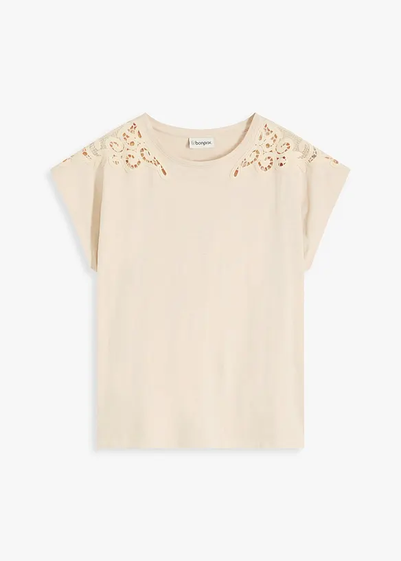 T-shirt avec détails au crochet, bonprix