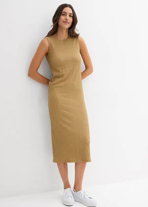 Robe en jersey crêpe gaufré, bonprix