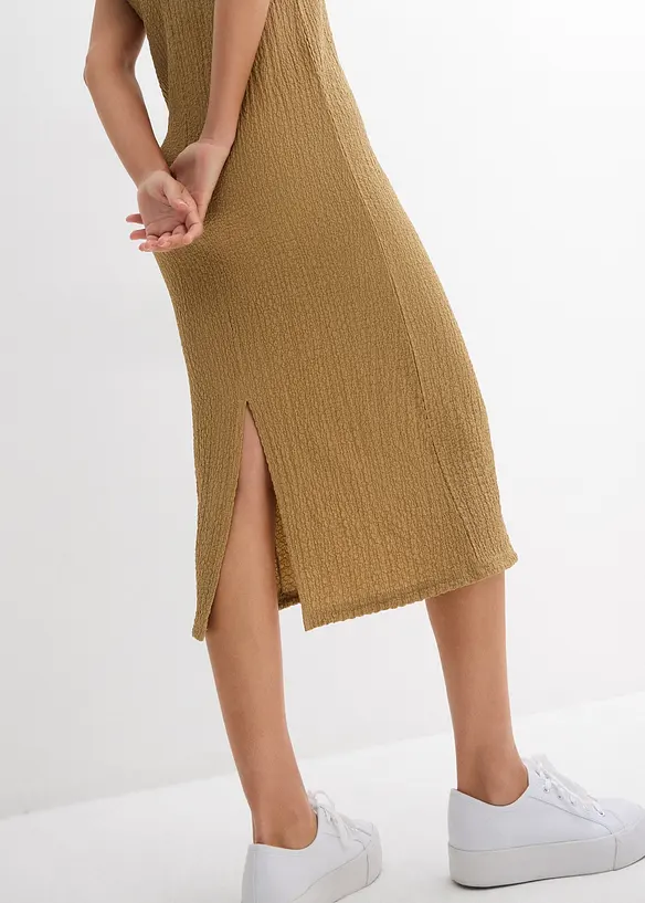 Robe en jersey crêpe gaufré, bonprix