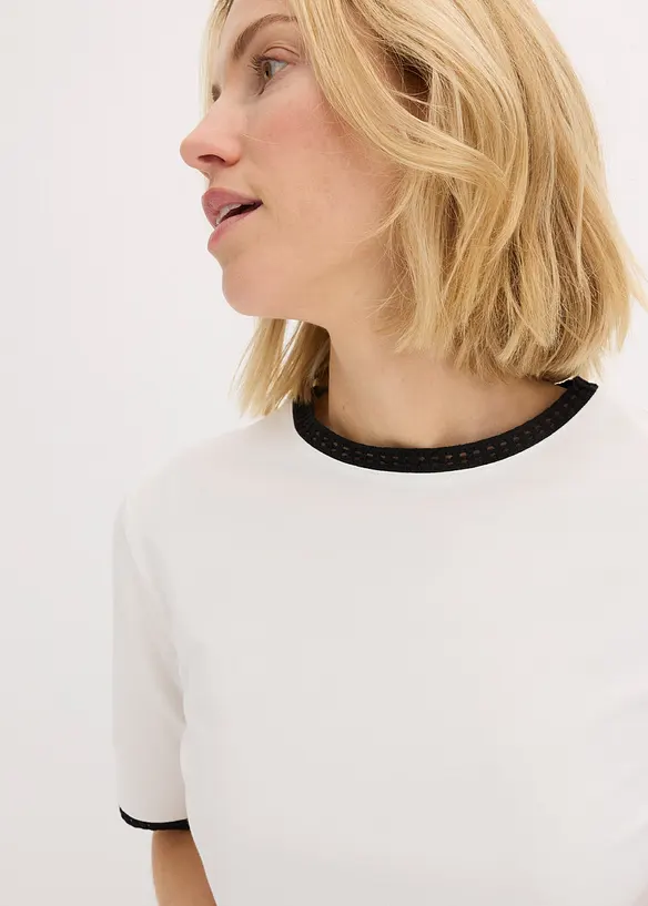 T-shirt à liserés en dentelle, bonprix
