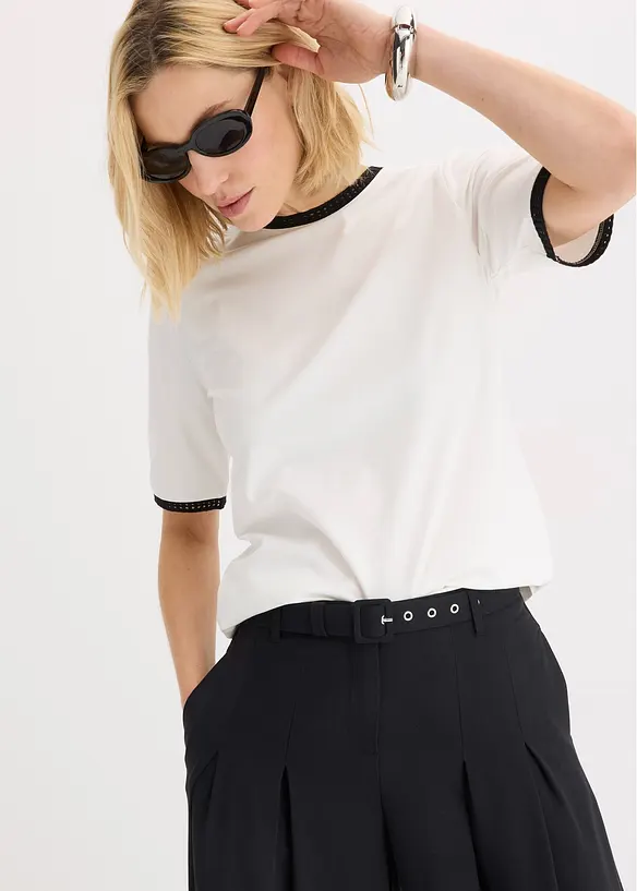 T-shirt à liserés en dentelle, bonprix