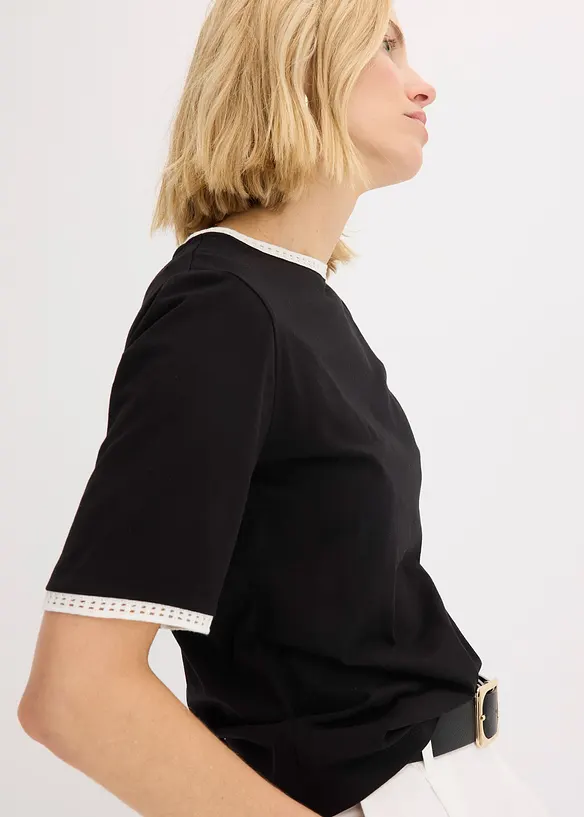 T-shirt &agrave; liser&eacute;s en dentelle, bonprix