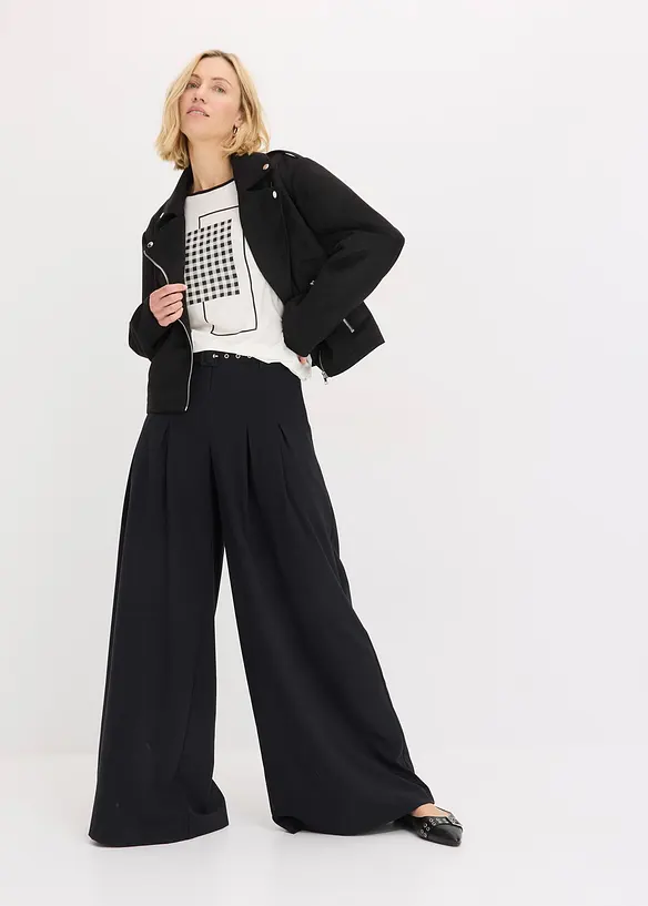 T-shirt à imprimé placé et passepoil contrastant, bonprix