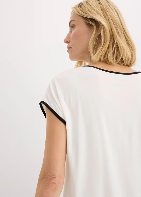 T-shirt à imprimé placé et passepoil contrastant, bonprix