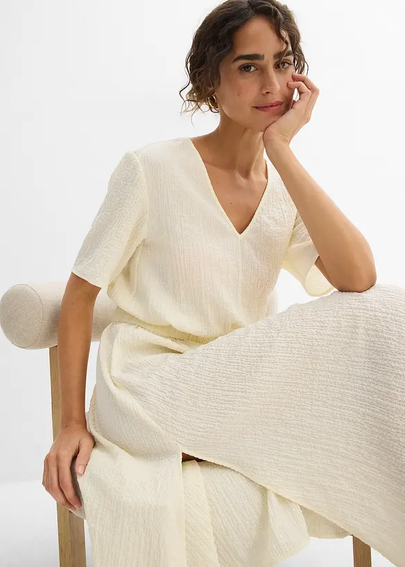 Robe midi en seersucker aérien, bonprix