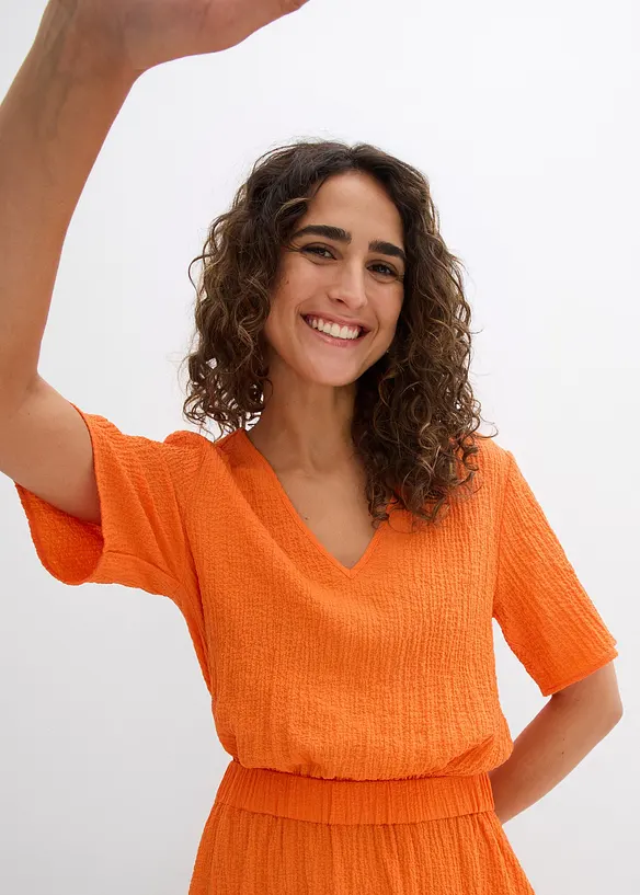 Robe midi en seersucker aérien, bonprix