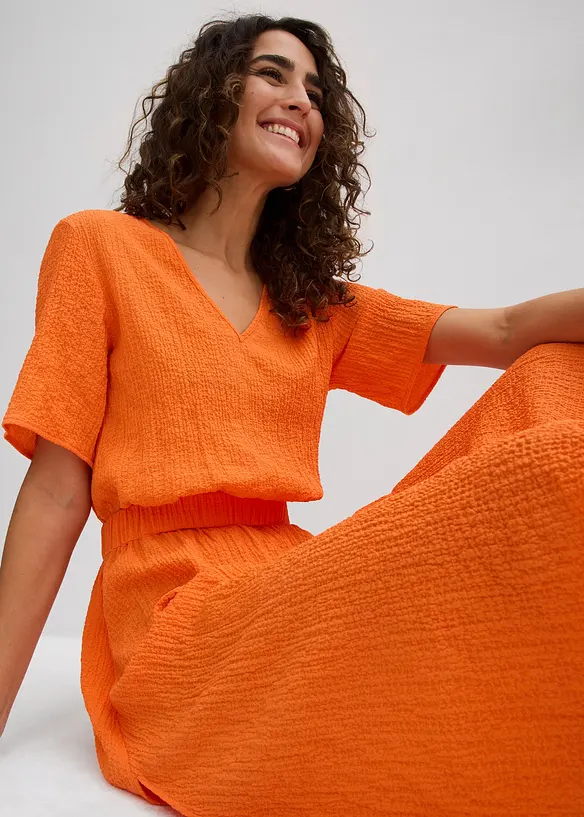 Robe midi en seersucker aérien, bonprix