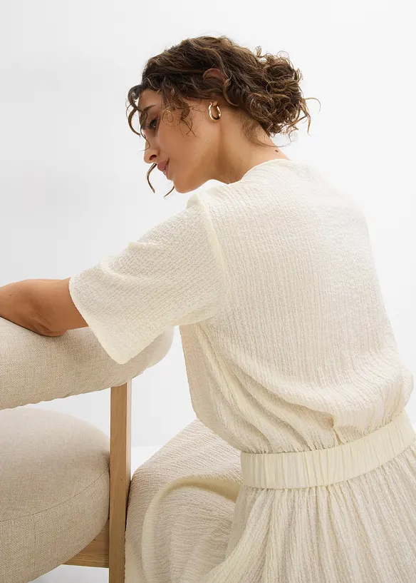 Robe midi en seersucker aérien, bonprix