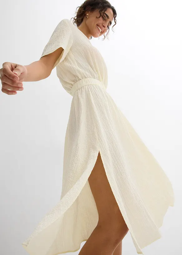 Robe midi en seersucker aérien, bonprix