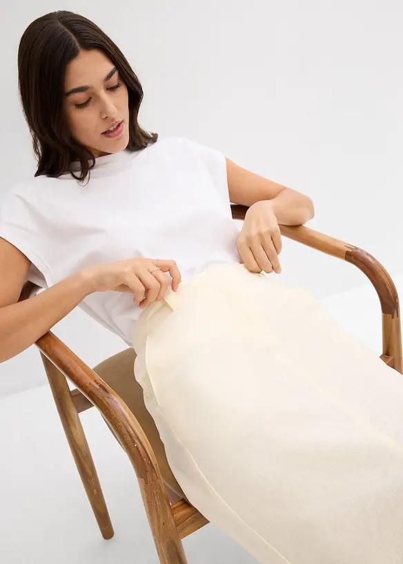Jupe midi légère en lin mélangé, bonprix
