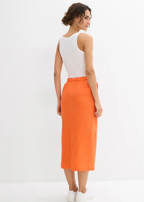 Jupe midi l&eacute;g&egrave;re en lin m&eacute;lang&eacute;, bonprix