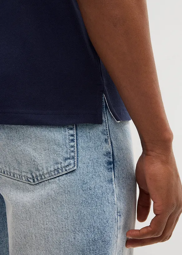 Polo col V en maille piquée, bonprix