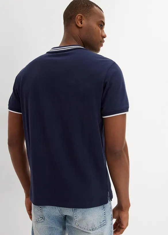 Polo col V en maille piquée, bonprix