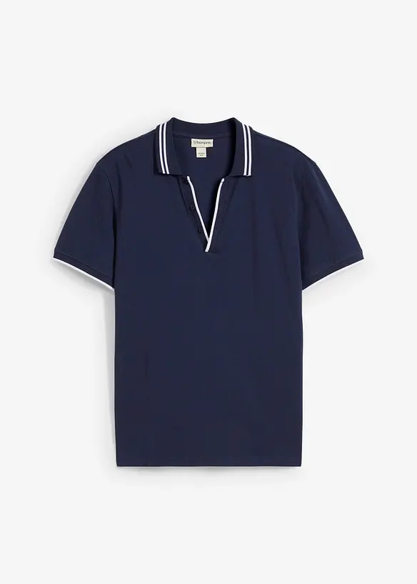 Polo col V en maille piquée, bonprix