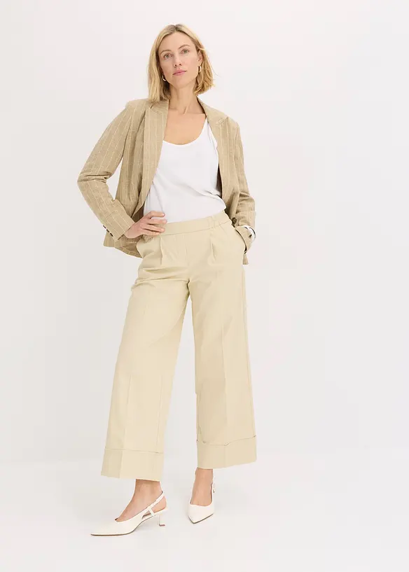Pantalon à pinces en coton extensible, bonprix