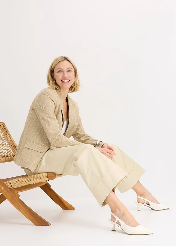 Pantalon à pinces en coton extensible, bonprix