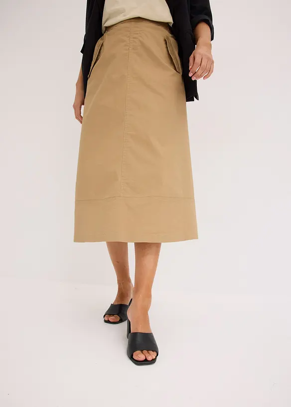 Jupe midi 100% coton, bonprix