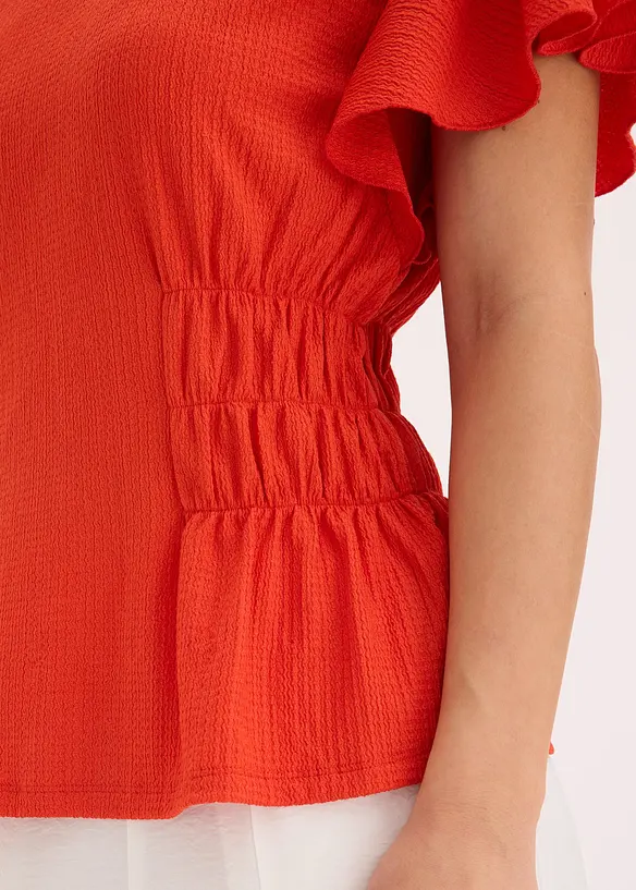 T-shirt en jersey crêpe avec smocks, bonprix