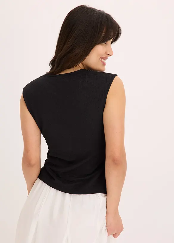 Haut esprit cache-c&oelig;ur en jersey cr&ecirc;pe, bonprix