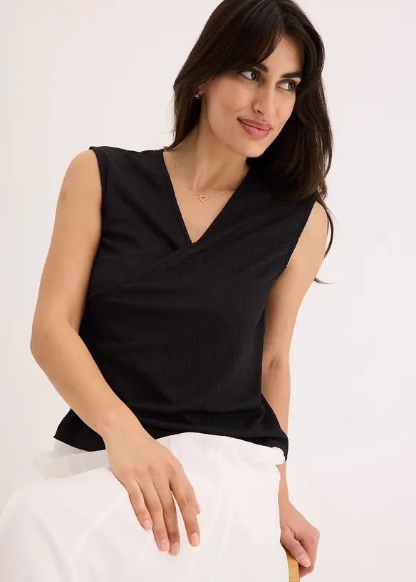 Haut esprit cache-c&oelig;ur en jersey cr&ecirc;pe, bonprix