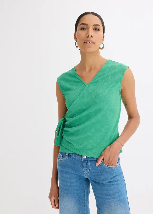 Haut esprit cache-cœur en jersey crêpe, bonprix