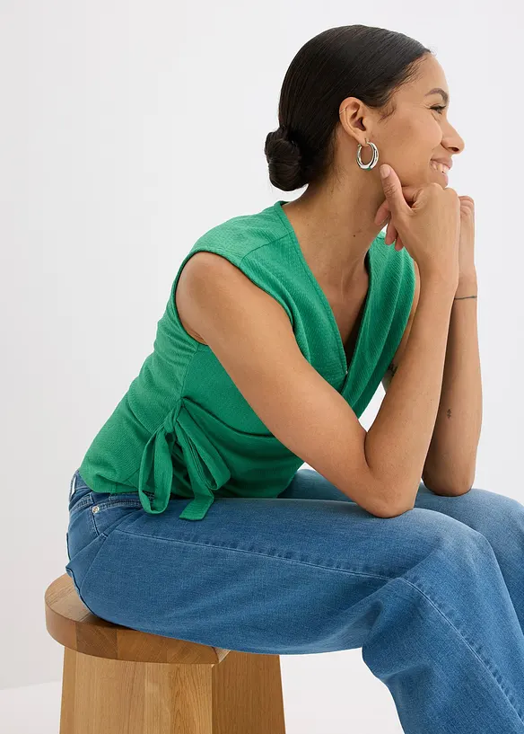 Haut esprit cache-cœur en jersey crêpe, bonprix