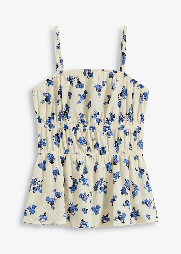 Top à fines bretelles en crêpe texturé, bonprix