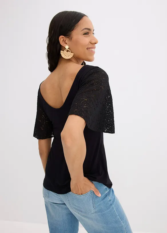 T-shirt à manches en dentelle, bonprix