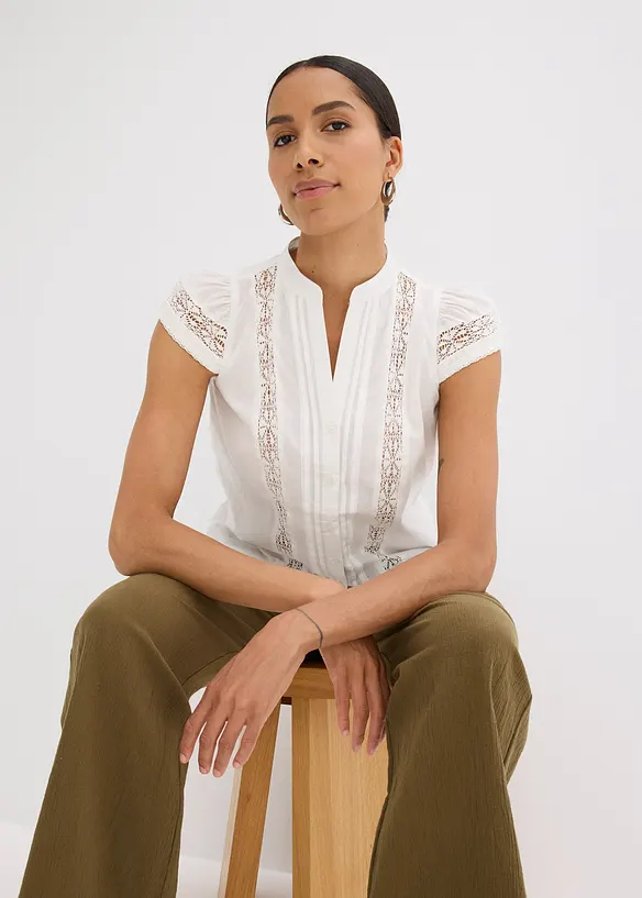 Chemisier sans manches en broderie anglaise, 100% coton, bonprix