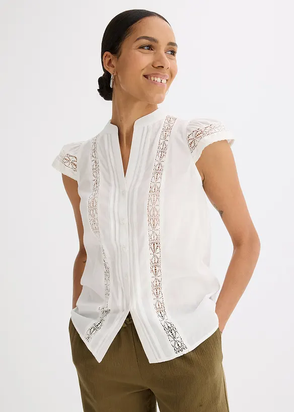 Chemisier sans manches en broderie anglaise, 100% coton, bonprix